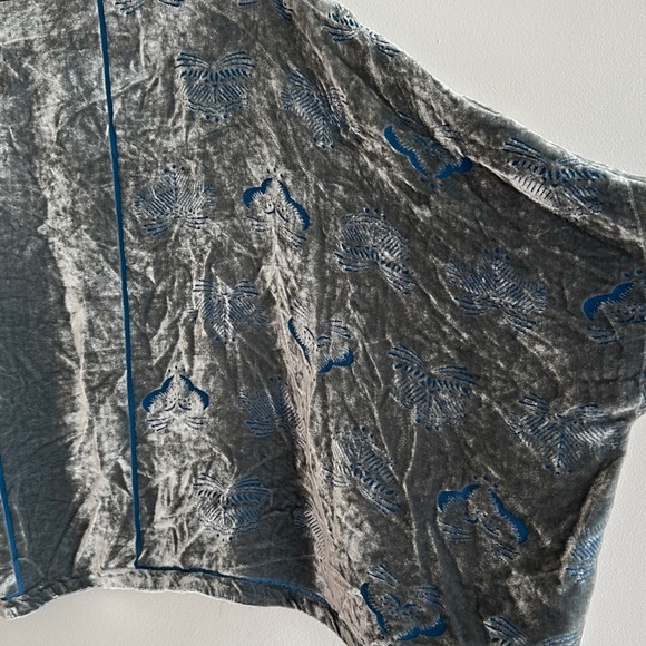 ZARA Collection Velvet Floral Cardigan, Green/Blue, Size Medium - Picture 16 of 16